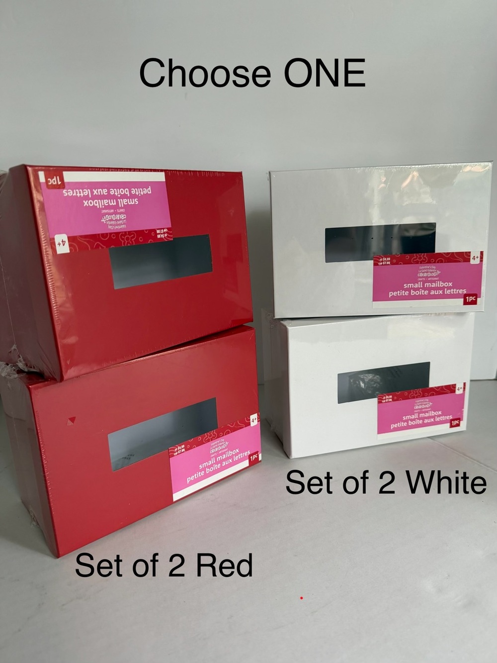 CHOOSE ONE- Set of 2 Small Red or White Decorative Craft Boxes